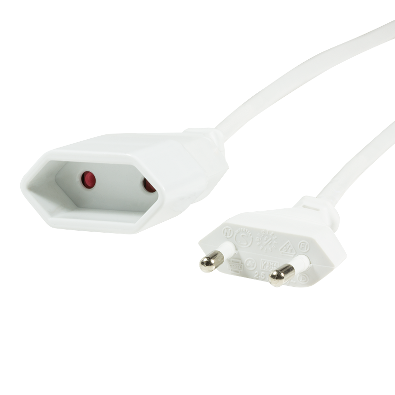 Logilink Netzkabel Euro CEE 7/16 Stecker zu Dose, 2m, WeiÃ