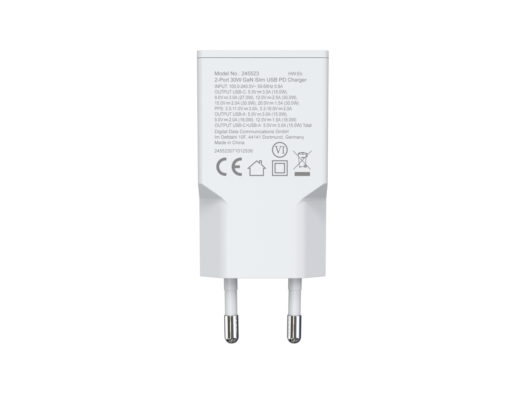 Equip Ladegerät 2Port USB-C PD3.0/USB-A GaN Slim 30W ÜSS ws