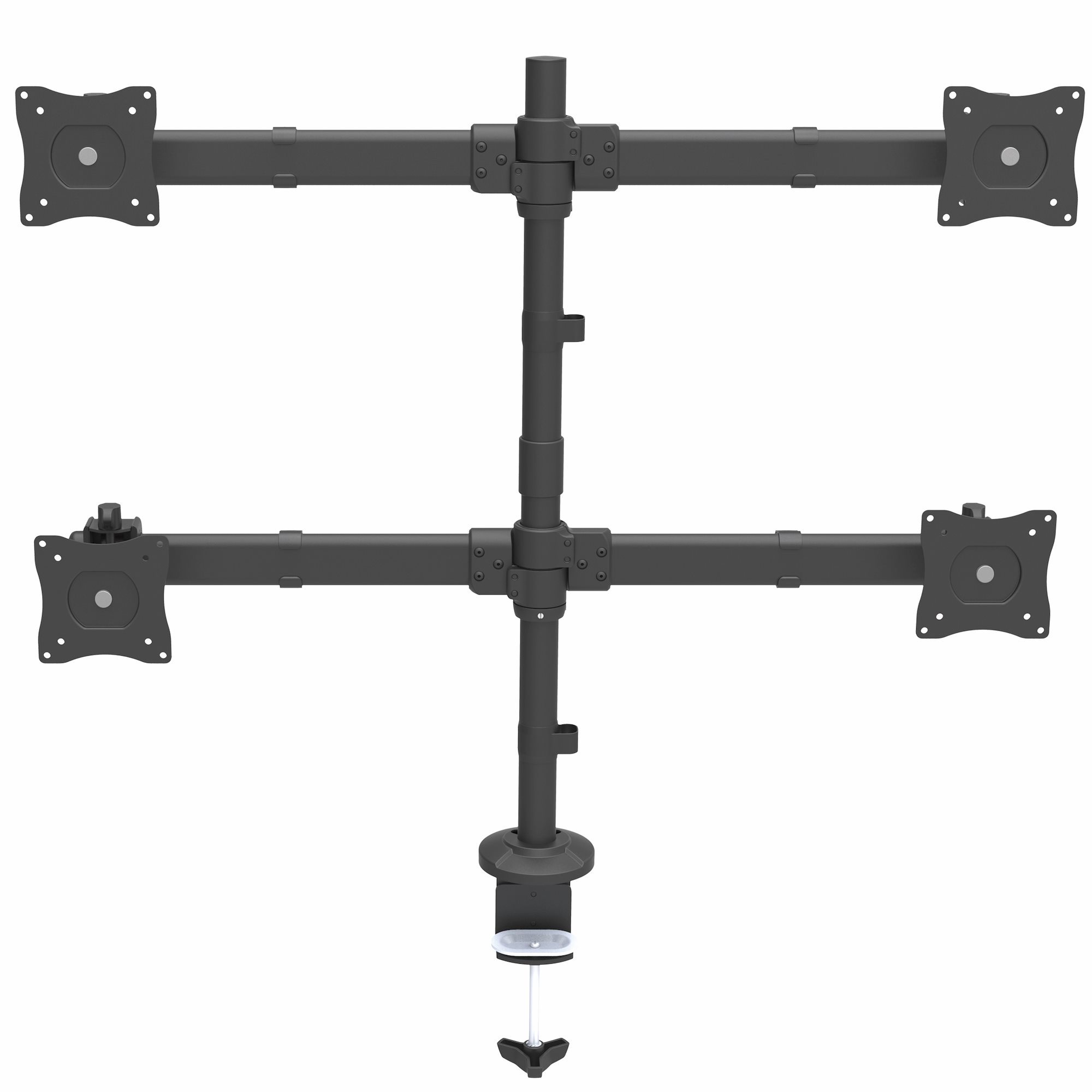 STARTECH.COM Quad Monitor Mount - Articulating - Clamp or Grommet Mount - Monitors up to 24in - VESA Mount - 4 Monitor Setup