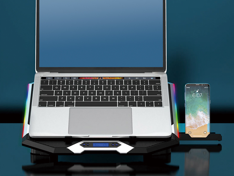 CONCEPTRONIC 6-Fan USB-A2.0 Laptop-Kühlpad 30Kg RGB 17 sw