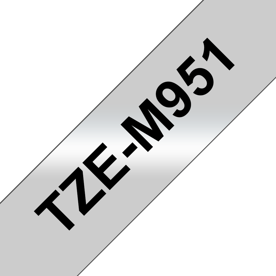 TZE-M951 LAMINATED TAPE 24MM 8M BLACK ON SILVER/METALLIC MATT