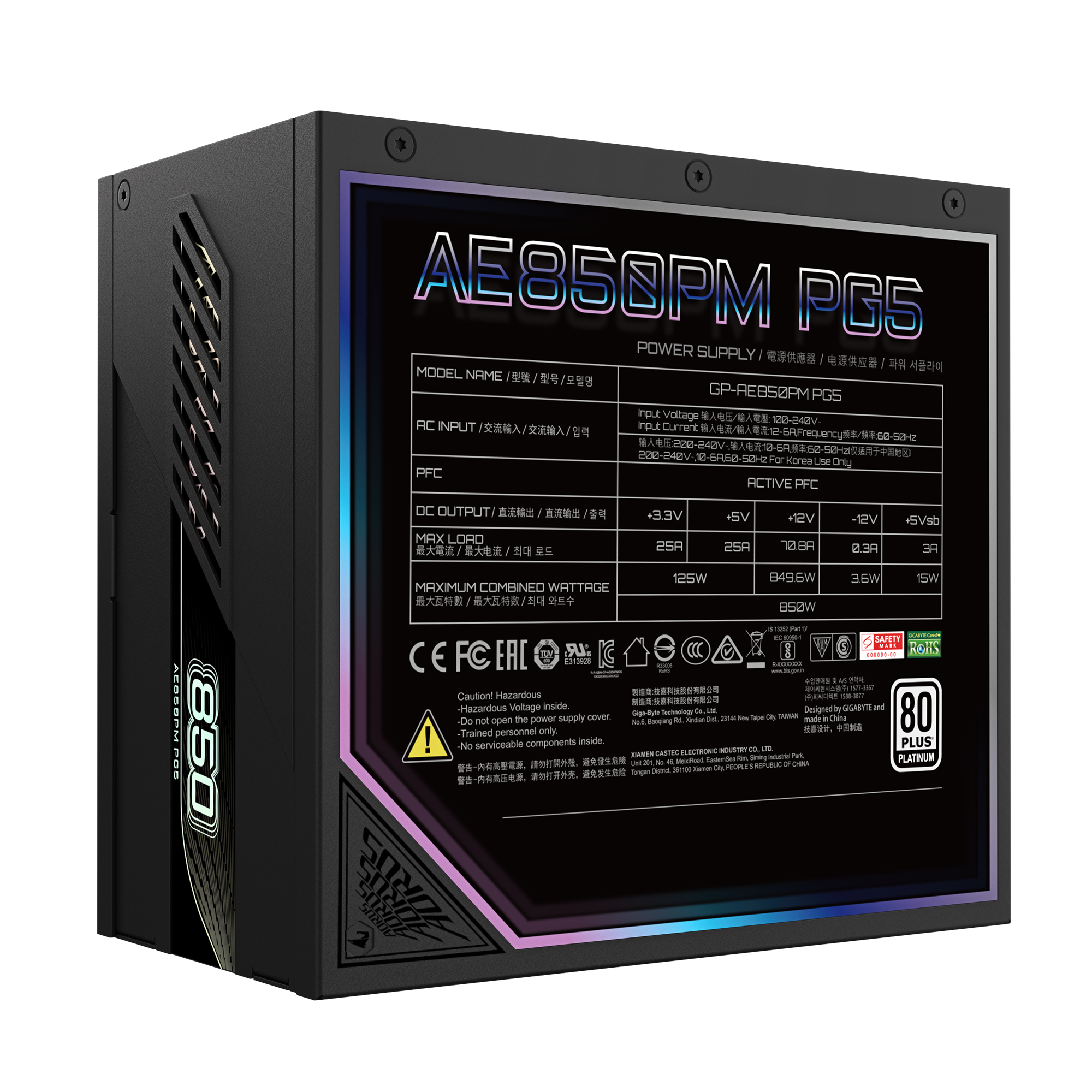 GIGABYTE AORUS ELITE P850W 80+ Platinm Modular PSU