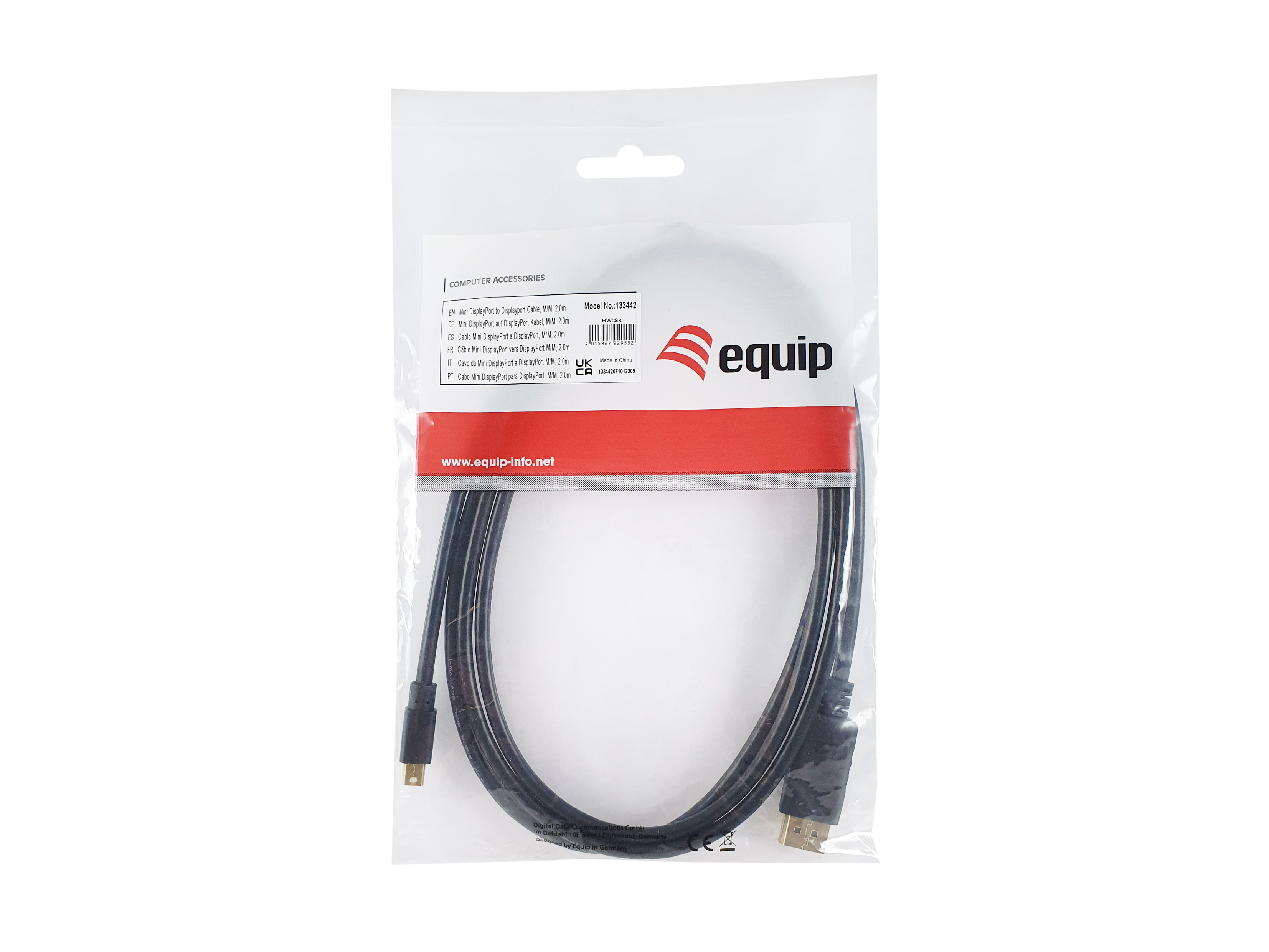 Equip Mini DisplayPort->DP 4K/ 60Hz St/St 2.00m sw Polybeutel