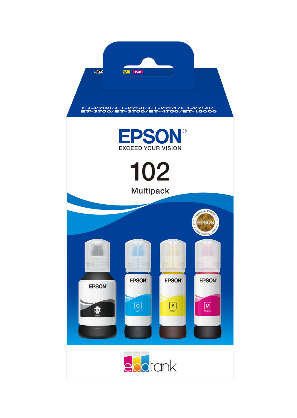 EPSON 102/T03R64 schwarz, cyan, magenta, gelb Tintenflaschen, 4er-Set
