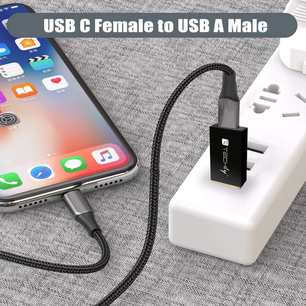 Techly Adapter USB-A M auf USB-C F, USB 3.0, schwarz