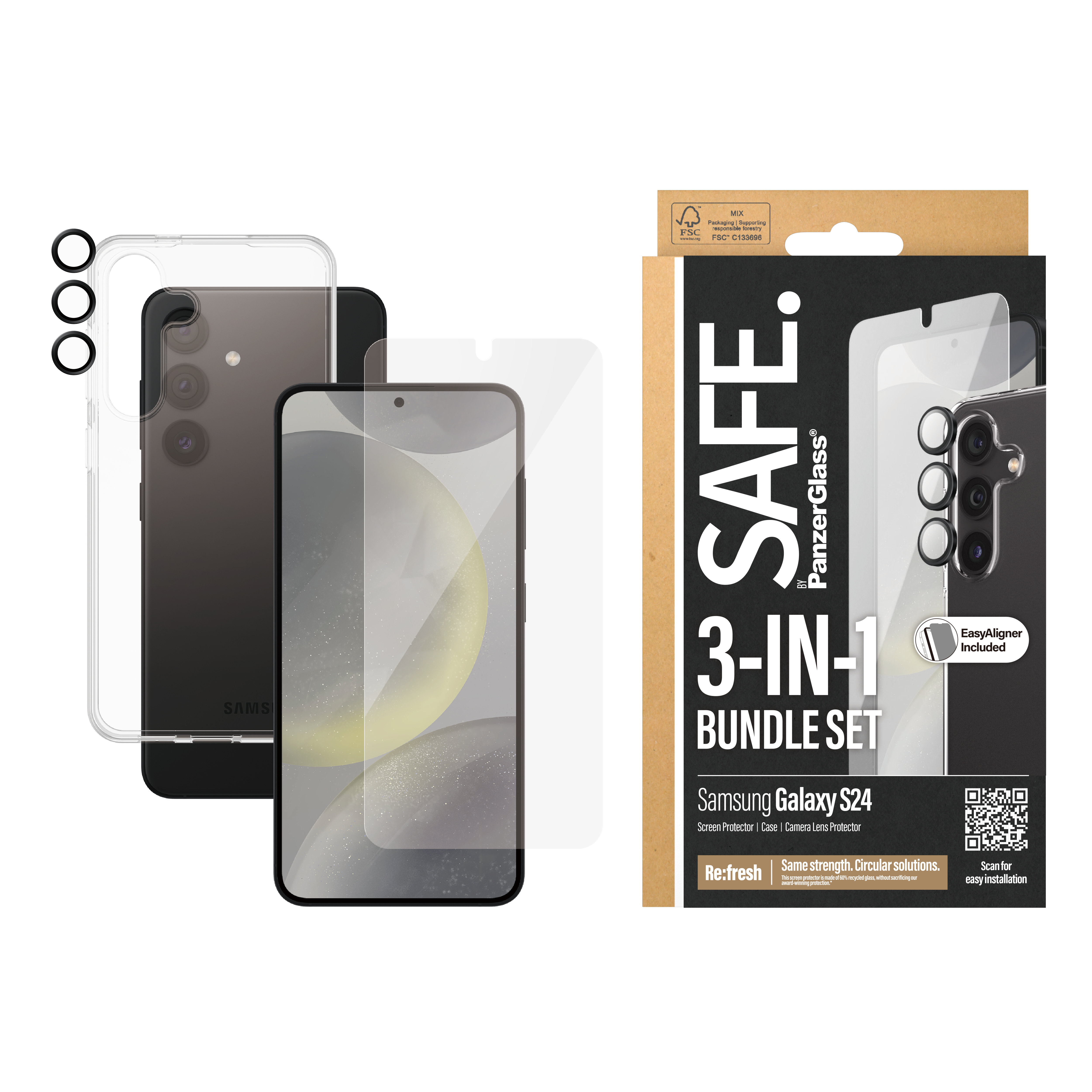 SAFE BY PANZERGLASS 3-IN-1 PACK SAMSUNG GALAXY S24 SCREEN PROTEC