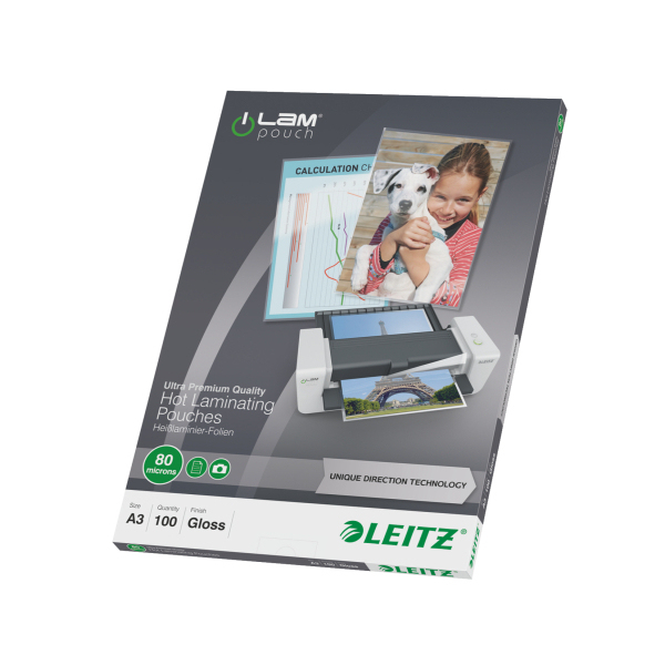 LEITZ Laminierfolien UDT glänzend für A3 80 micron, 100 St.