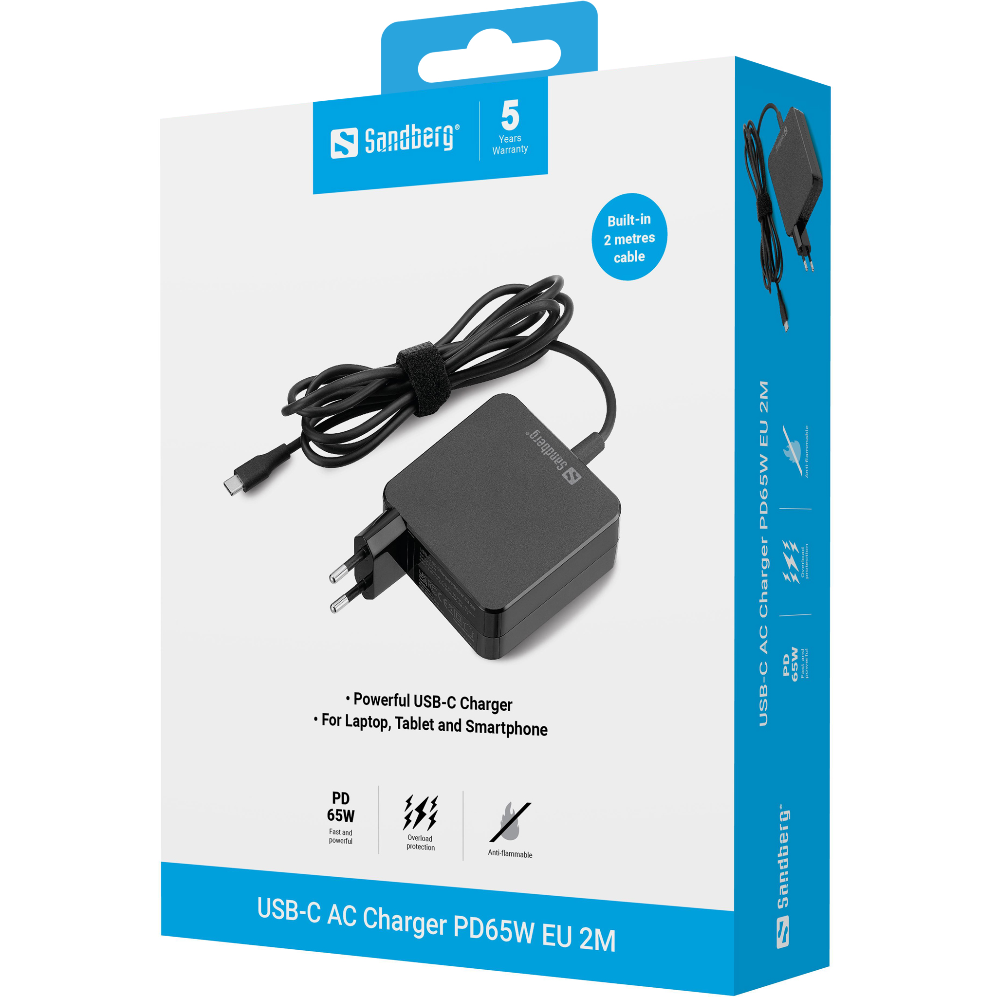 SANDBERG USB-C AC Charger PD65W EU 2M