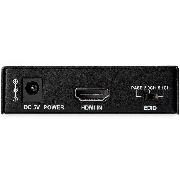 STARTECH.COM 4K HDMI Audio Extractor - 4K 60Hz - HDMI Audio De-Embedder - PDIF Toslink Optical Audio - Dual Cinch und HDMI Audio