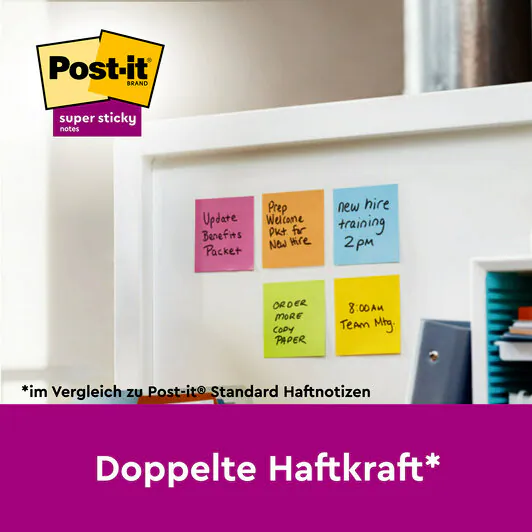 Post-it® Super Sticky Schulbus Haftnotizen extrastark farbsortiert, 8 Blöcke