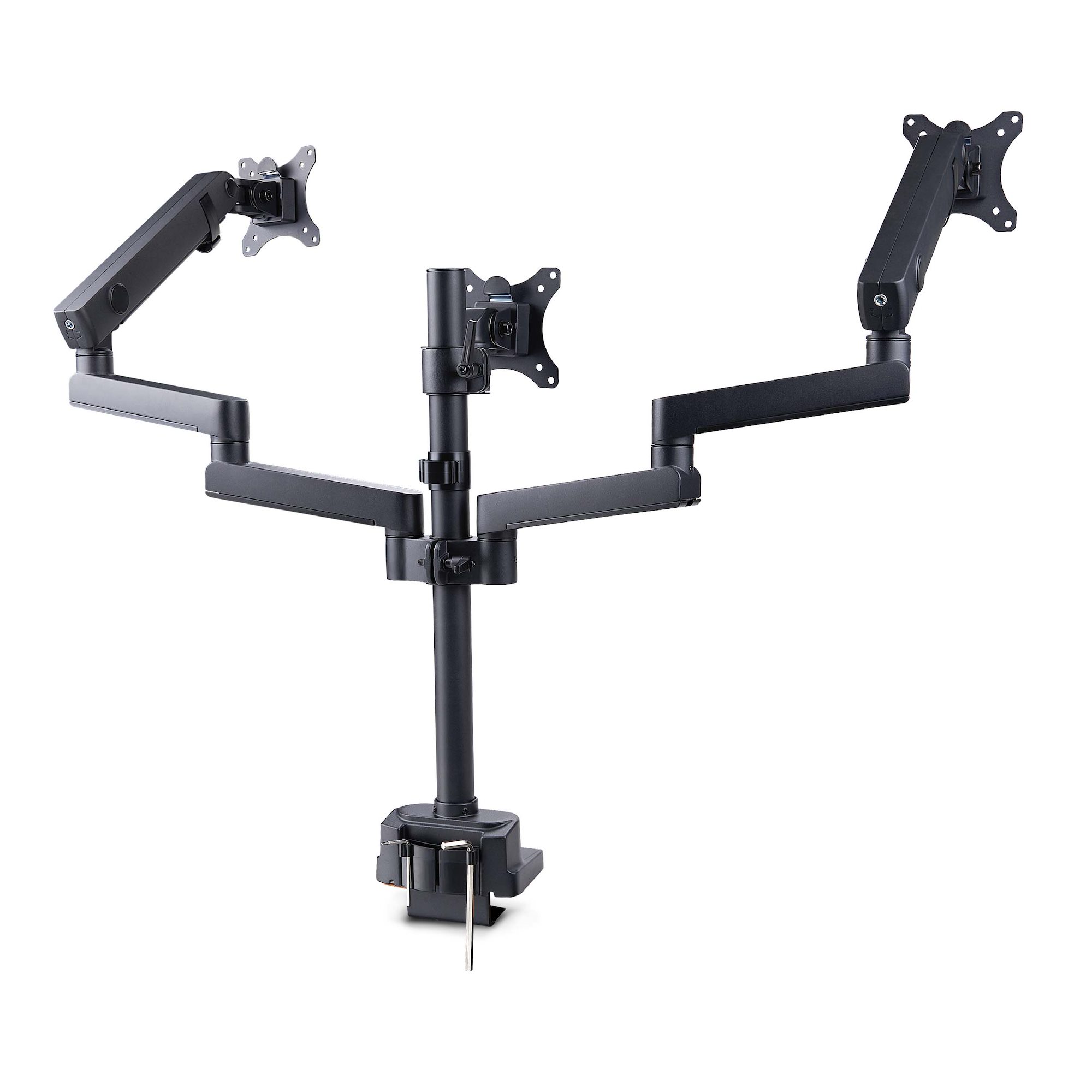 TRIPLE MONITOR DESK MOUNT TO 27INCH SCREENS SPRING ARMS