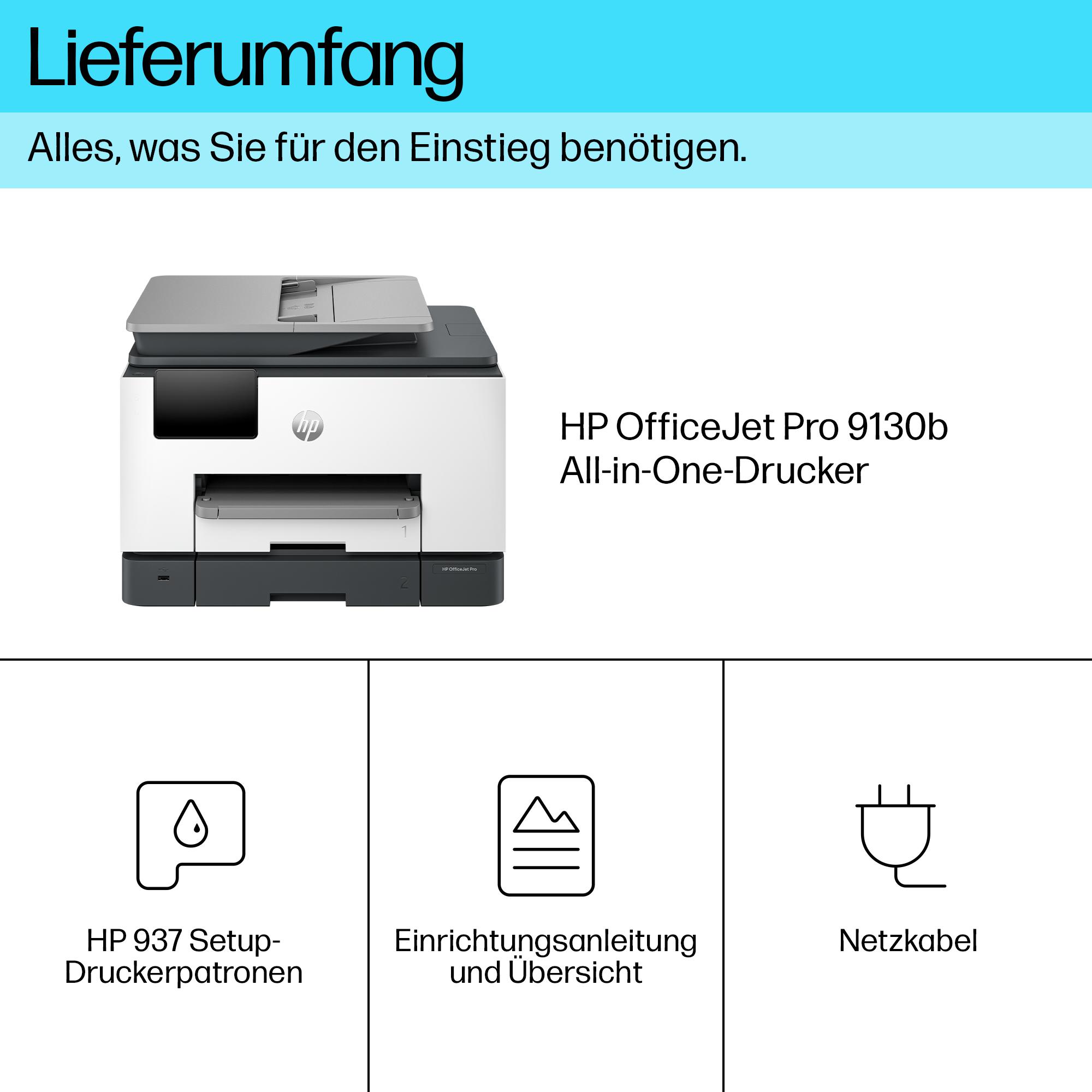 HP OfficeJet Pro 9130b All-in-One 4 in 1 Tintenstrahl-Multifunktionsdrucker grau