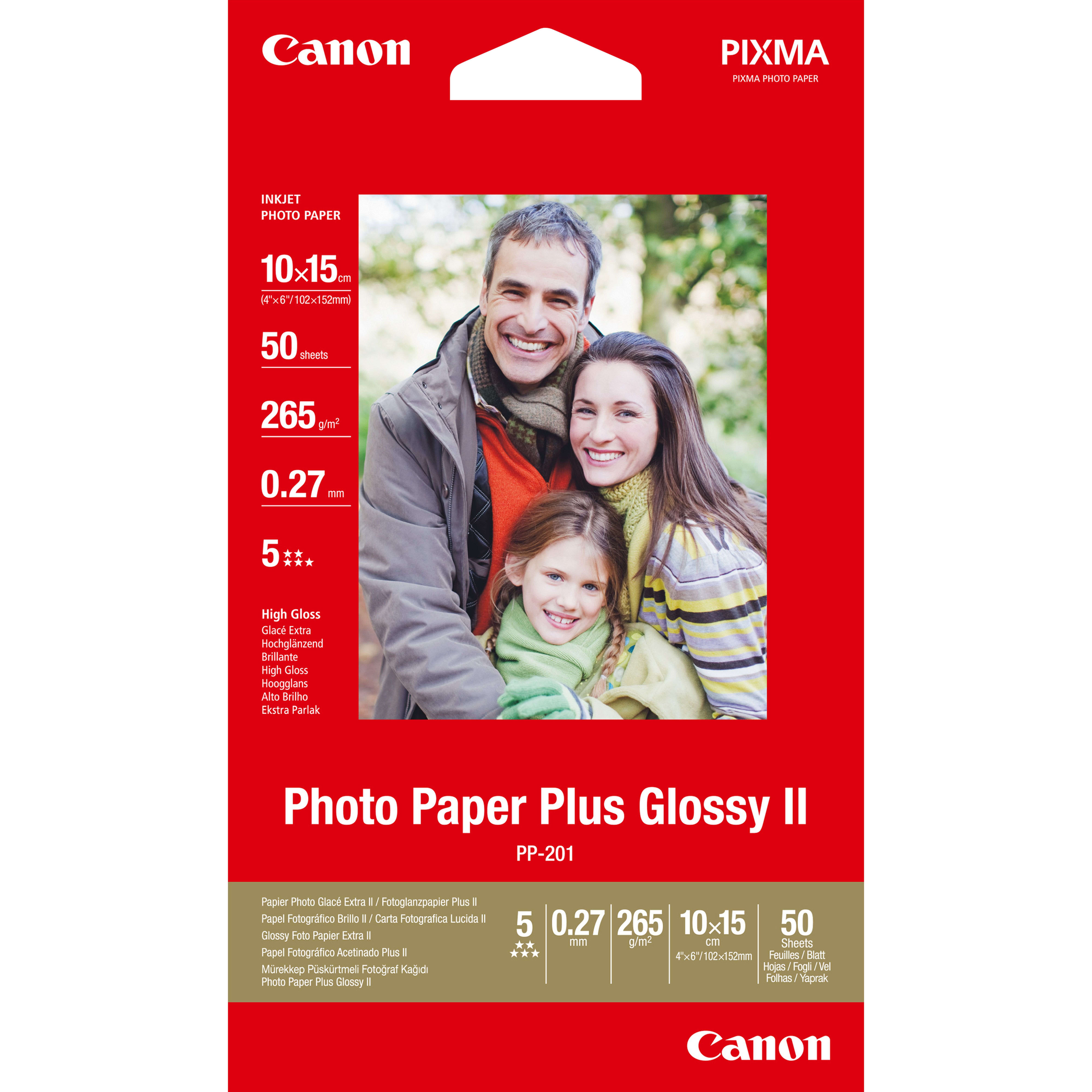 PP-201 PHOTO PAPER PLUS II GLOSSY 10X15 50SHTS