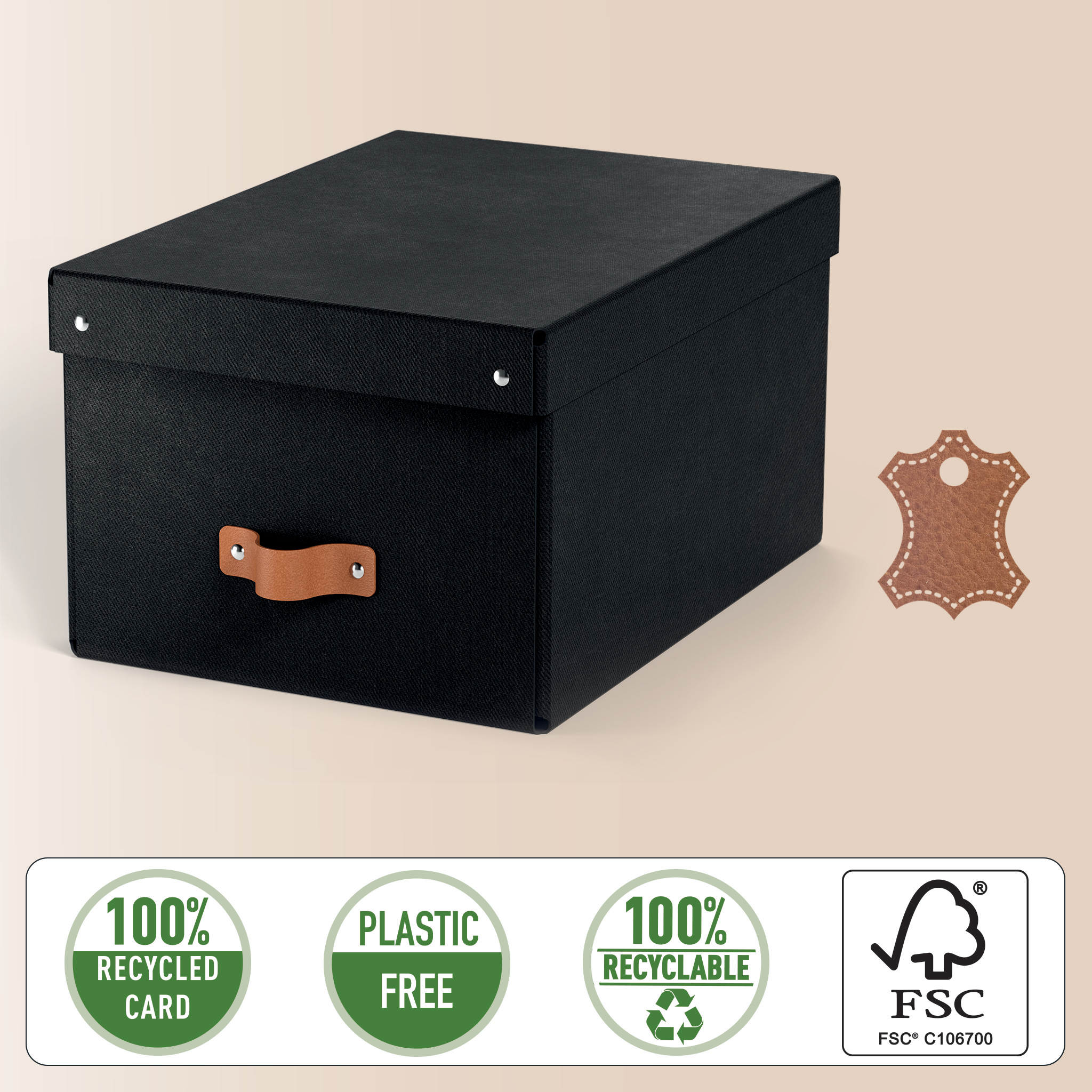 LEITZ Puro Aufbewahrungsboxen 17,0 l schwarz 27,0 x 37,0 x 20,0 cm, 2 St.