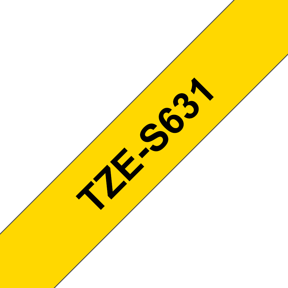 TZE-S631 LAMINATED TAPE 12MM 8M BLACK ON YELLOW EXTRA-STRONG
