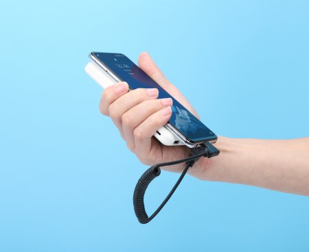 MANHATTAN Spiralkabel USB-A auf USB-C Ladekabel 1m schwarz