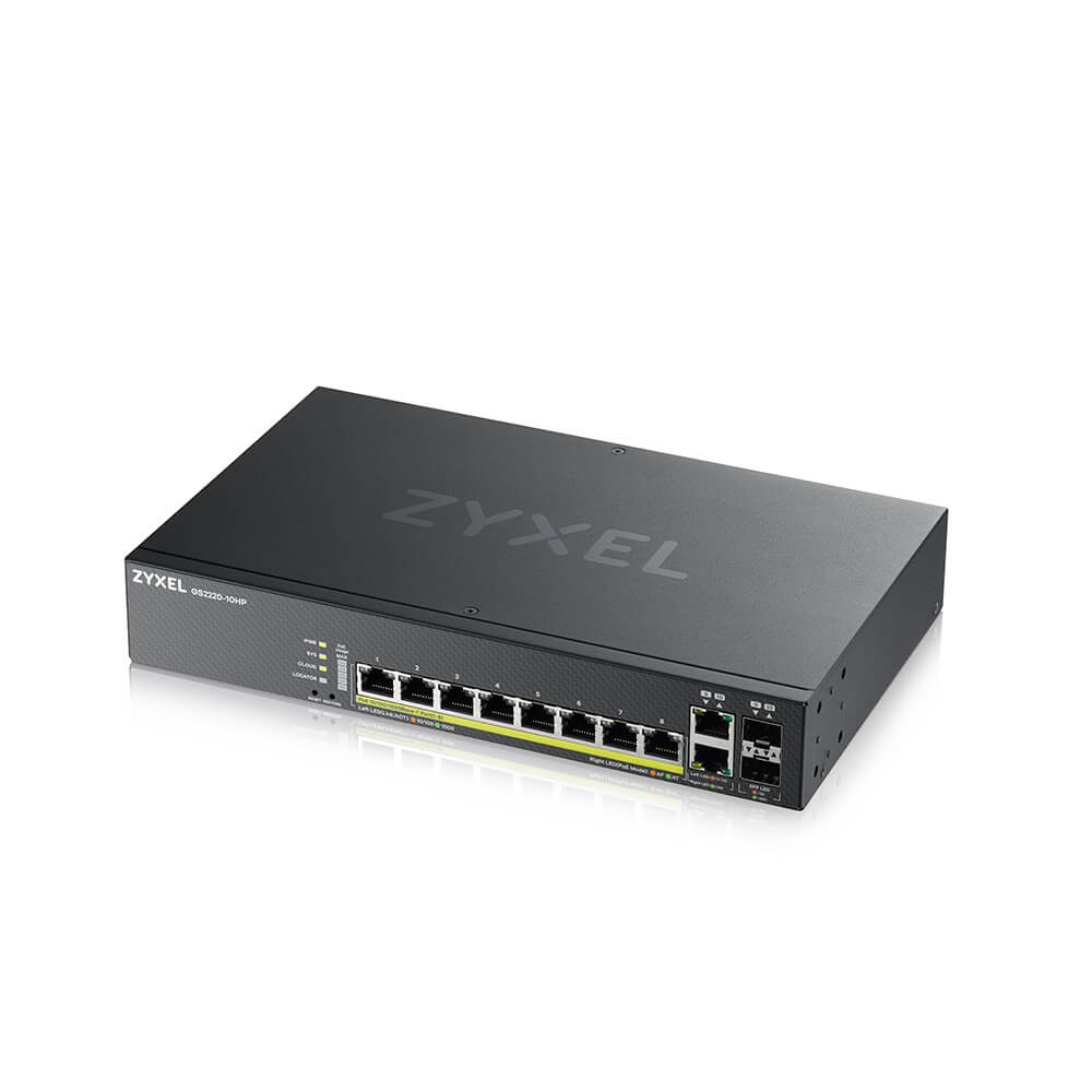 Zyxel GS2220-10HP 8-Port + 2x SFP/Rj45 Gigabit L2 managed PoE+ Switch
