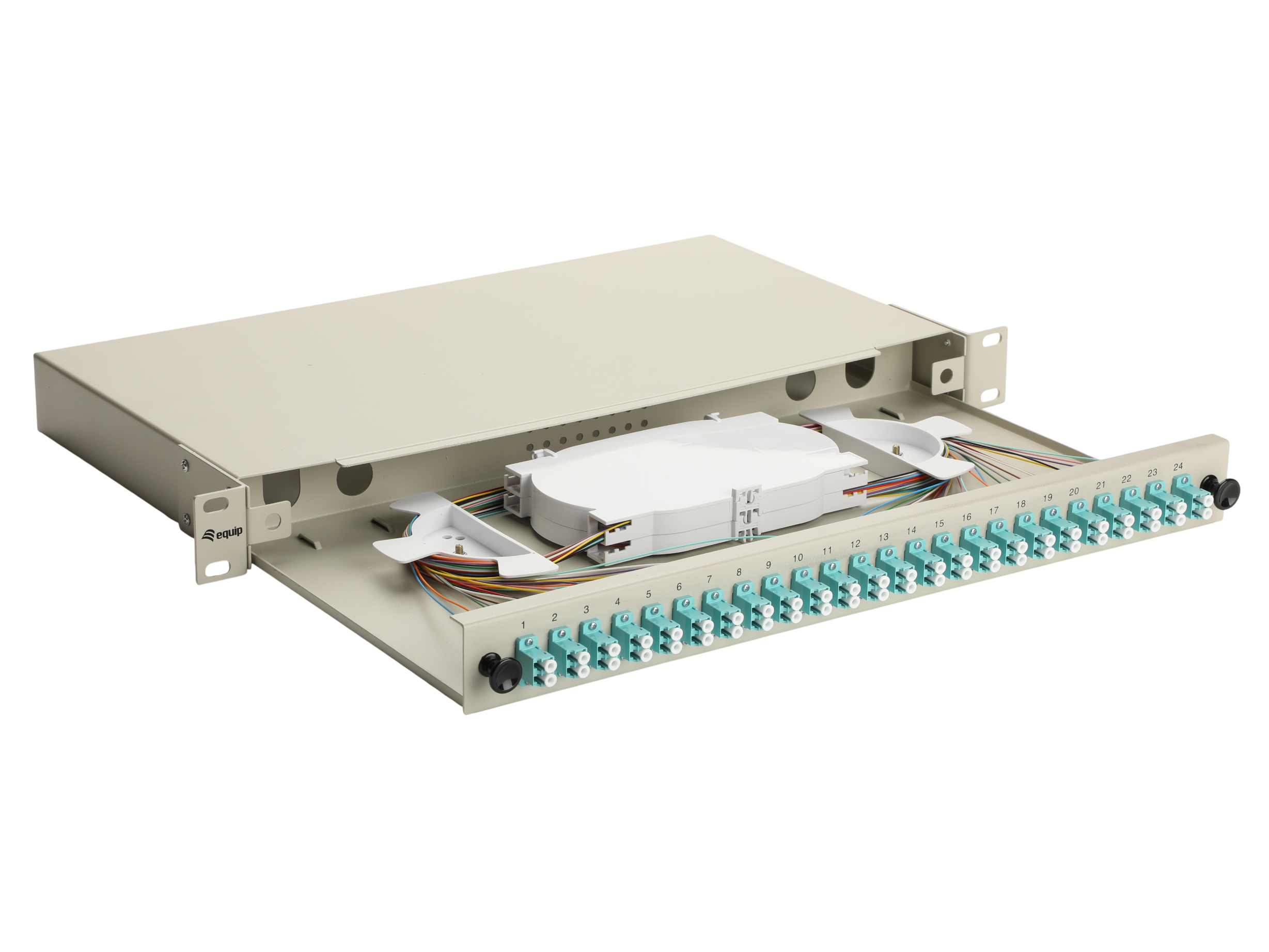 Equip LWL-Spleißkasten 24-Port LC-Duplex OM3 1U komplett gr
