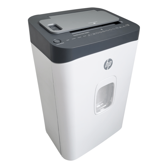 HP OneShred Auto 200CC Aktenvernichter mit Partikelschnitt P-4, 4,3 x 12 mm, bis 200 Blatt, weiß