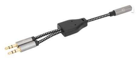 MANHATTAN Headset-Adapterkabel Aux Y-Audiosplitter Buchse auf 2x Stecker teilt einzelnen Headsetstecker in Mikrofon und Audiostecker
