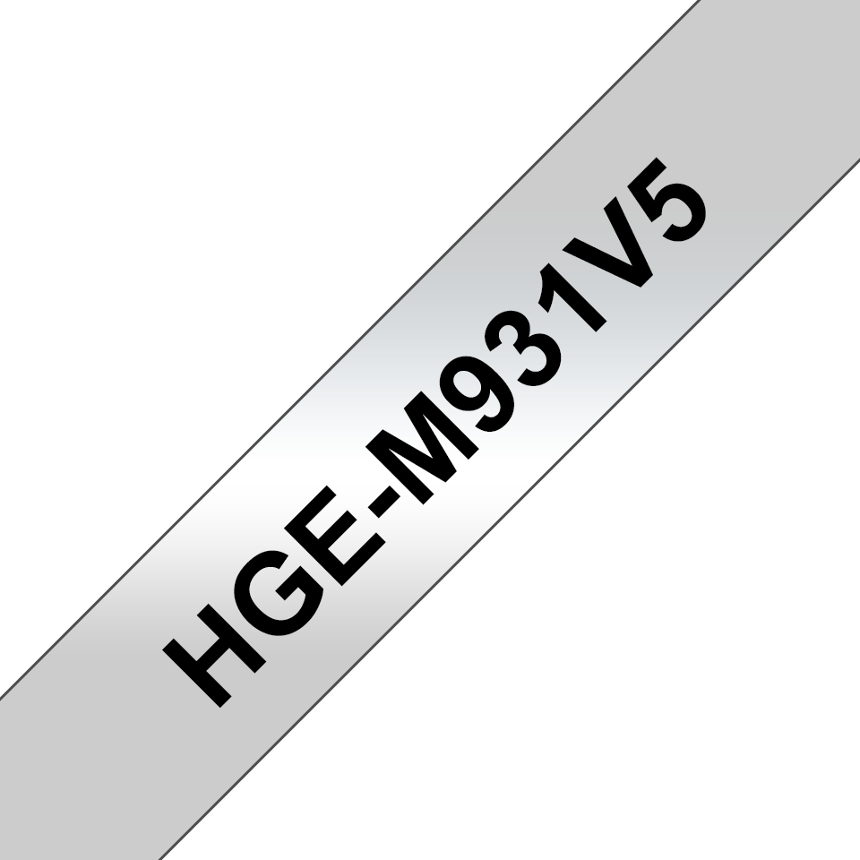 BROTHER HGEM931V5 5x tape cassette 12mmx8m silber matt black laminate for P-touch P500PC 9700PC 9800PCN RL700S PK OF 5