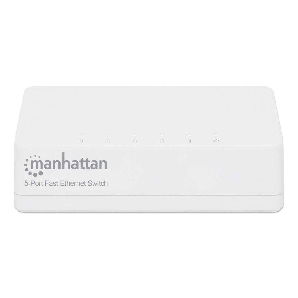 MANHATTAN 5-Port Fast Ethernet Switch Kunststoffgehaeuse verbindet 5 Netzwerkgeraete bei 10 oder 100 Mbits Plug and Play-Installatio