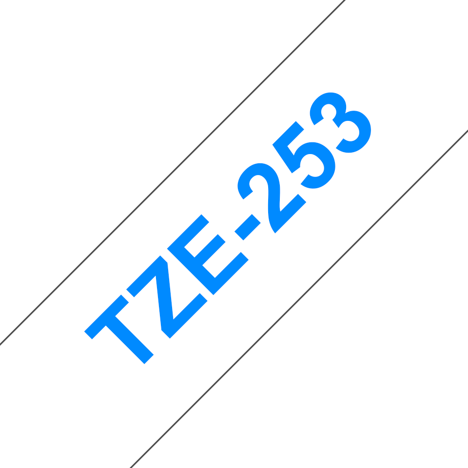 TZE-253 LAMINATED TAPE 24MM 8M BLUE ON WHITE