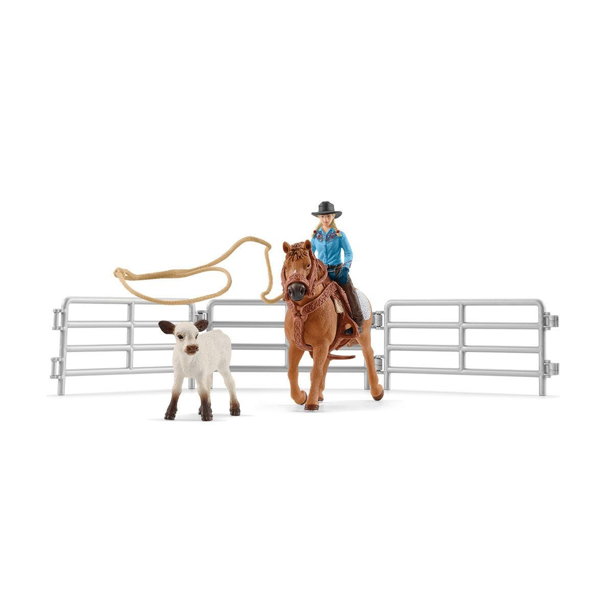 Farm World Team Roping mit Cowgirl, Spielfigur