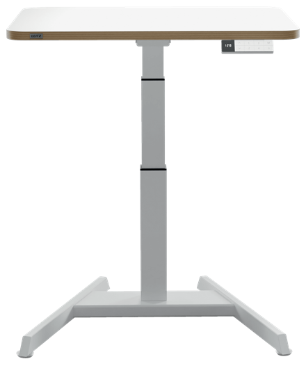 LEITZ Ergo 65340001 elektrisch höhenverstellbarer Schreibtisch weiß rechteckig, A-Fuß-Gestell weiß 80,0 x 60,0 cm