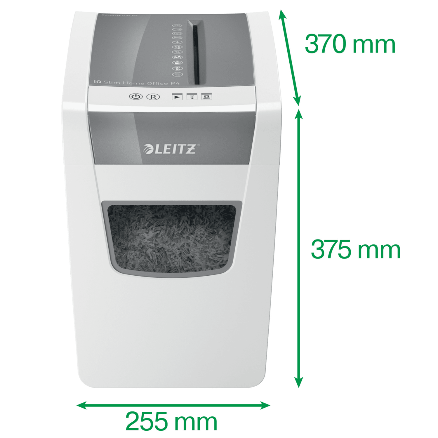LEITZ IQ Home Office Slim Aktenvernichter mit Partikelschnitt P-4, 4 x 28 mm, bis 10 Blatt, weiß
