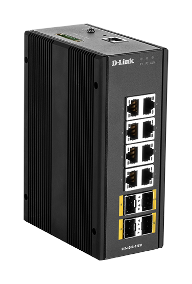 D-LINK DIS-300G-12SW 12-Port Industrie Gigabit Managed Switch 8x 10/100/1000Base 4x 100/1000Base SFP IP30 NEMA?TS2 Section 2