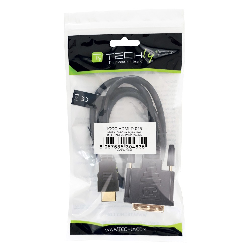Techly HDMI zu DVI-D Kabel 5m schwarz