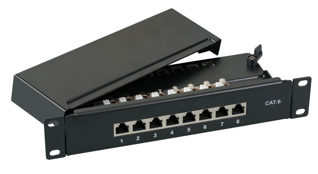 MINI-PATCHPANEL STP 8XRJ45 CAT .6 10 INCH 1HE RAL9005 SCHWARZ