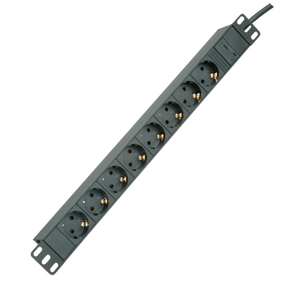 ROLINE 48,26cm 19Zoll Steckdosenleiste 8fach C14-Stecker schwarz 2m