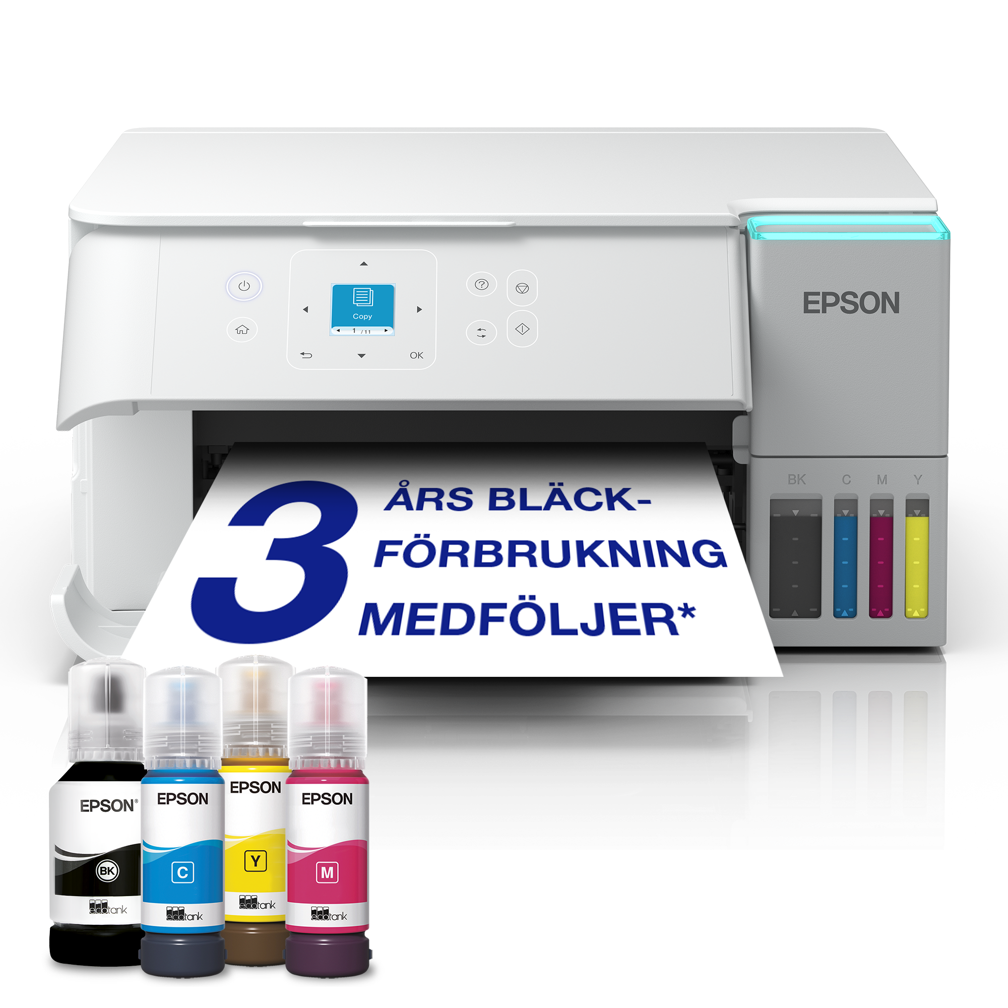 EPSON EcoTank ET-2956 3 in 1 Tintenstrahl-Multifunktionsdrucker weiß