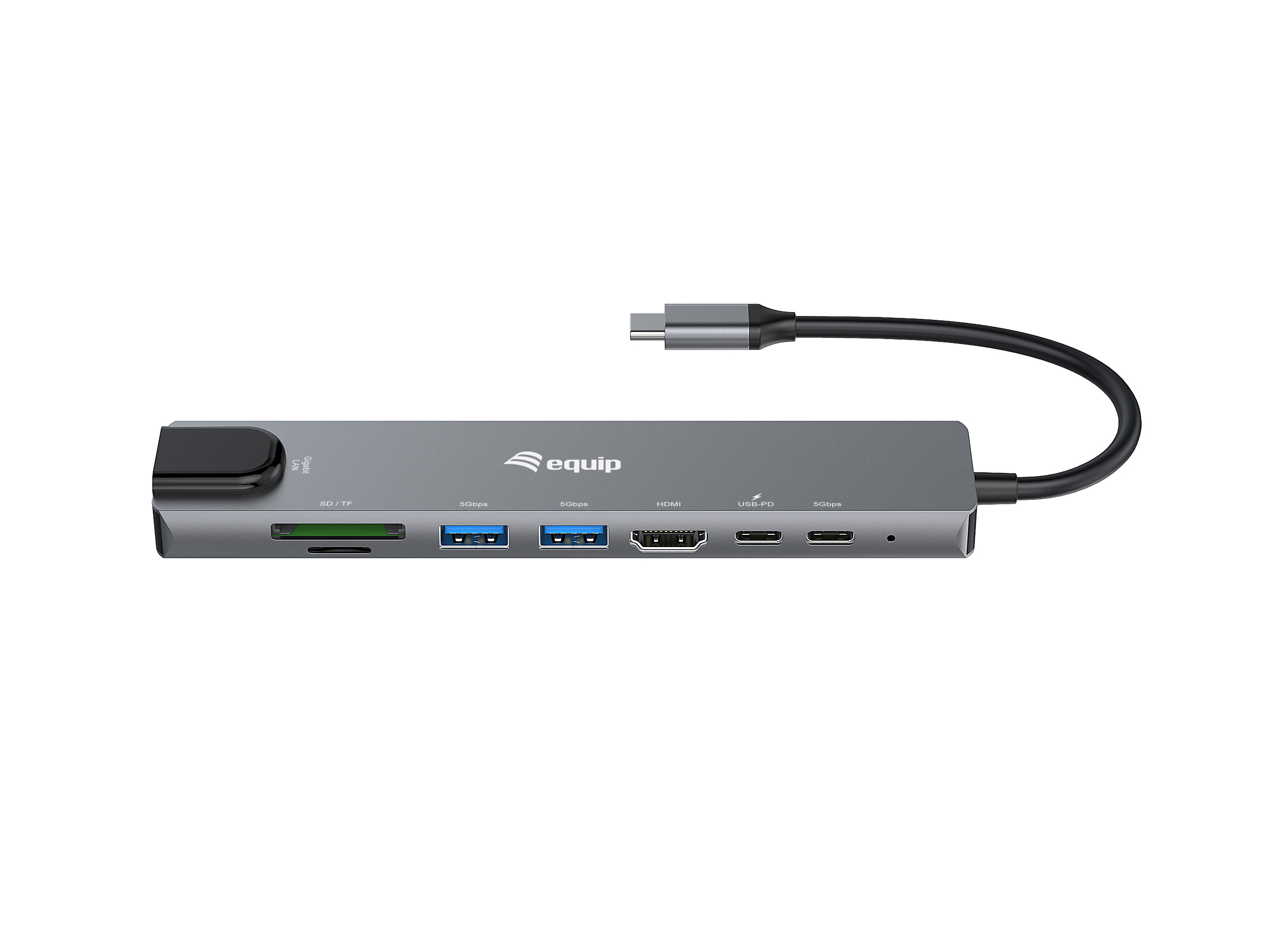 Equip Adapter USB-C->HDMI/GbE/2xUSB-A/+ 4K/ 30Hz 0.25m Alu.