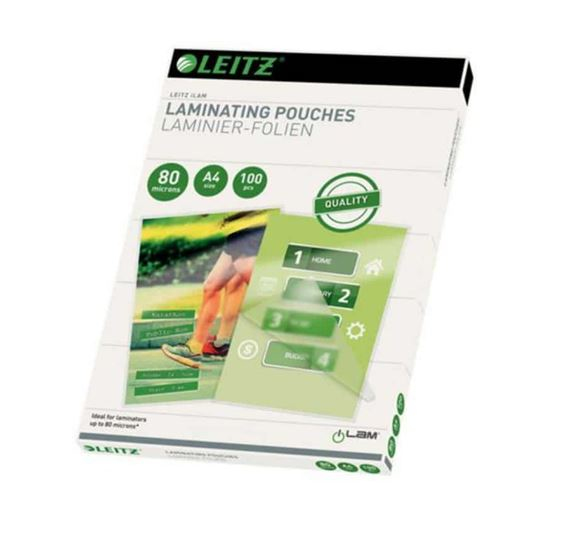 LEITZ Laminierfolien 33818 glänzend für A4 80 micron, 100 St.