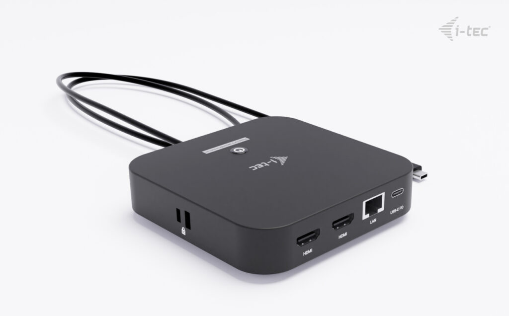 I-TEC USB-C Dual HDMI DS 2x HDMI 1x GLAN 2x USB-A 3.2 2x USB 2.0 1x USB-C Gen2 1x USB-C Gen1 1x Audio/Mic Jack 1x 100W USB-C PD