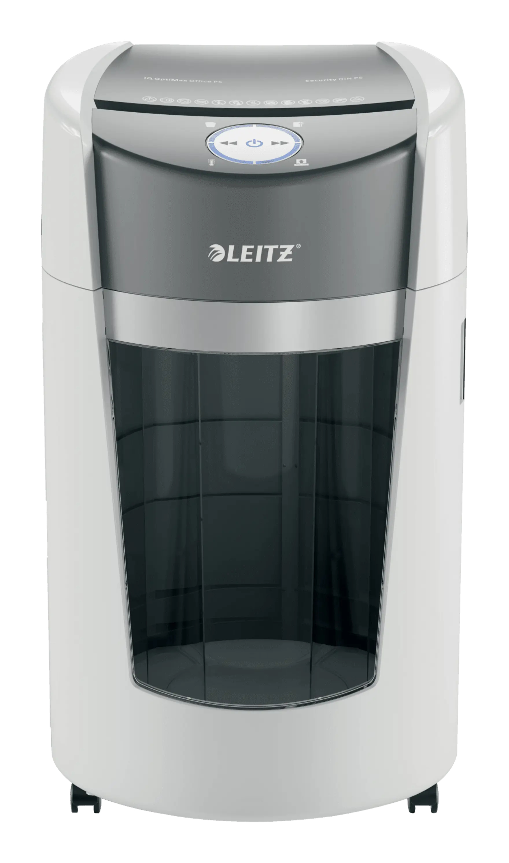 LEITZ IQ OptiMax Office 550 Aktenvernichter mit Partikelschnitt P-5, 2 x 15 mm, bis 10 Blatt, weiß