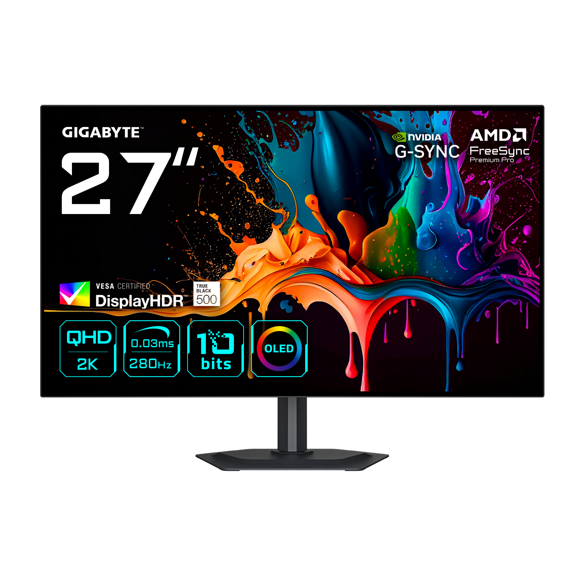 GIGABYTE MO27Q28G 27inch WOLED Monitor 2560x1440 280Hz 335cd/m HDR500 HDMI 2.1 x2 Display port 1.4 x1