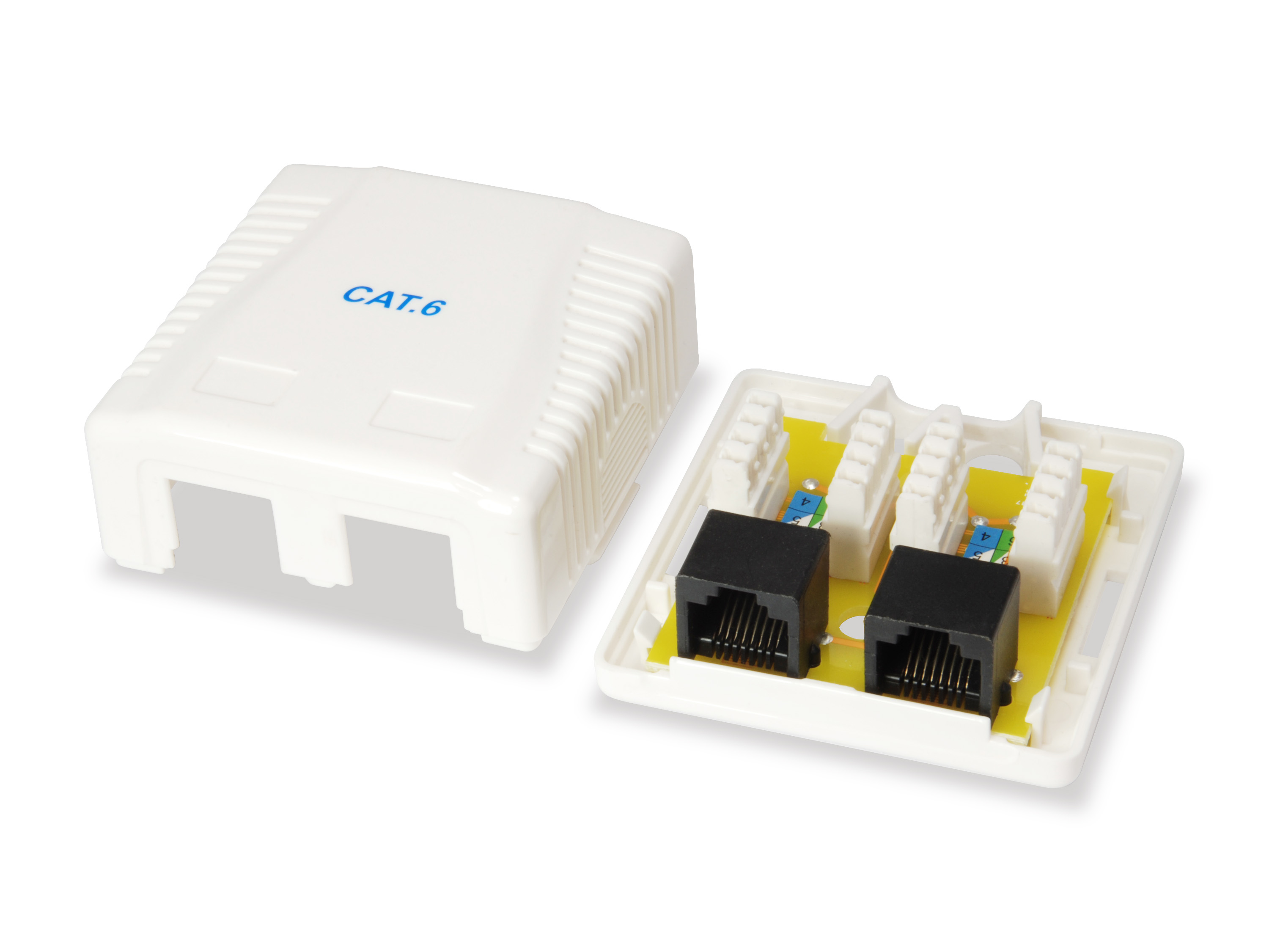 Equip Aufputzdose Cat6 2-Port 2x RJ45 UTP RAL 9010 ws Polybeutel