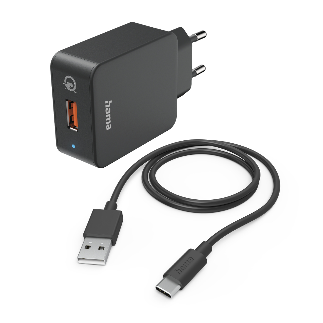 hama Ladekabel mit Adapter schwarz, Kabellänge: 1,5 m, 19,5 Watt