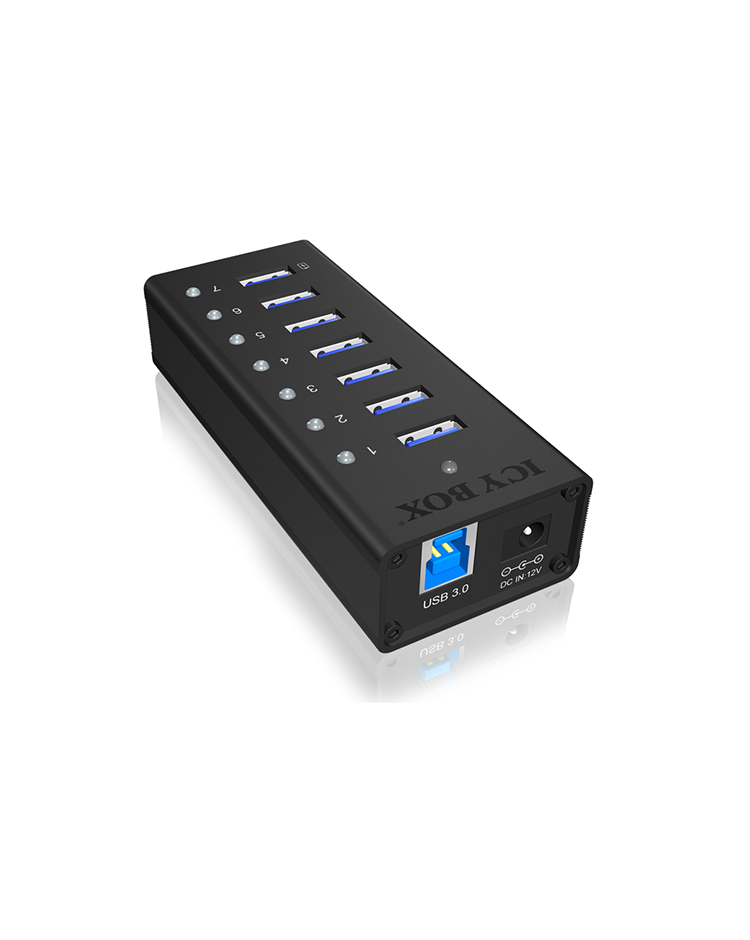Hub 7-Port IcyBox USB 3.0 IB-AC618 Aluminium Gehäuse