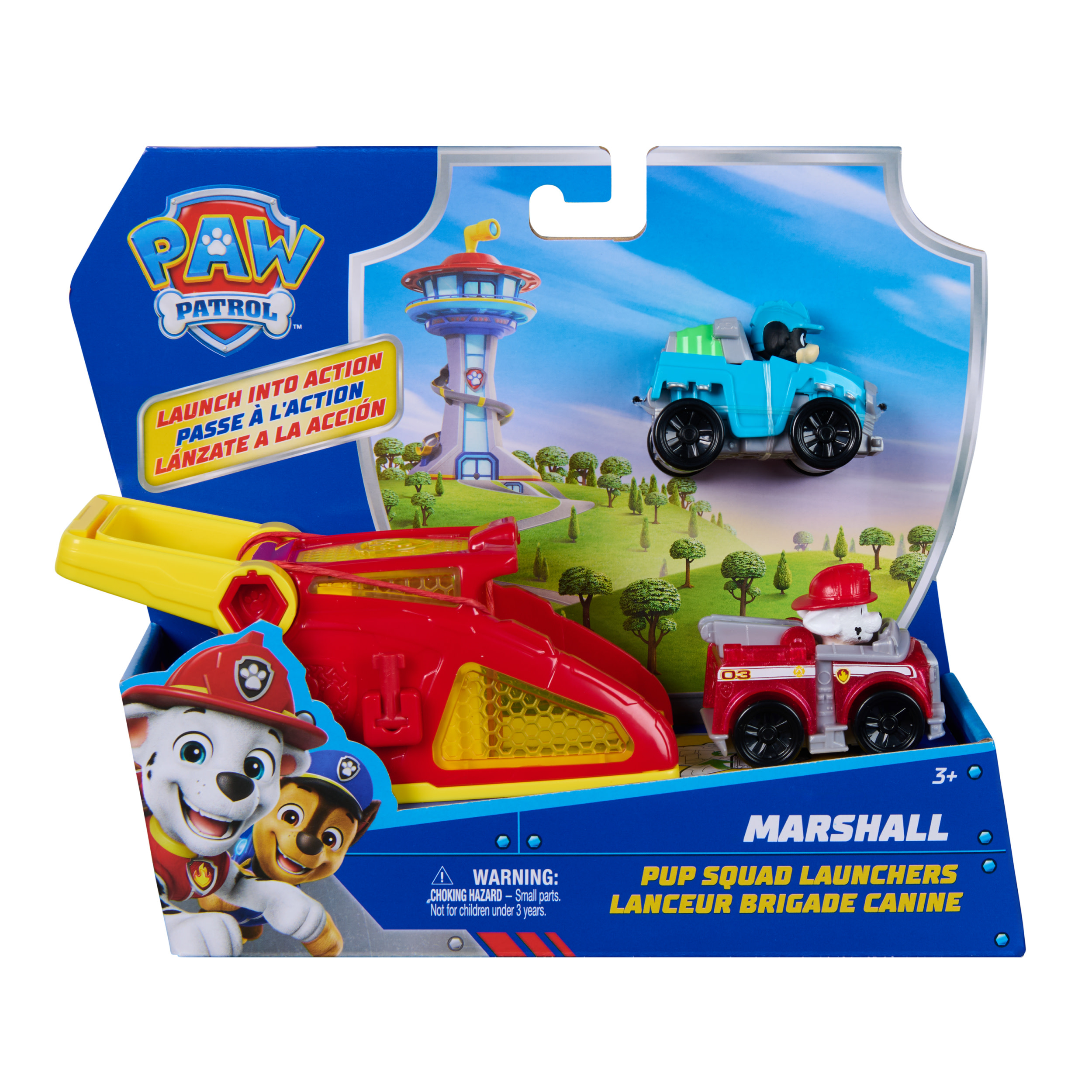 Paw Patrol - Pup Squad Launcher mit Marshall und Rex Fahrzeugen, Spielfahrzeug