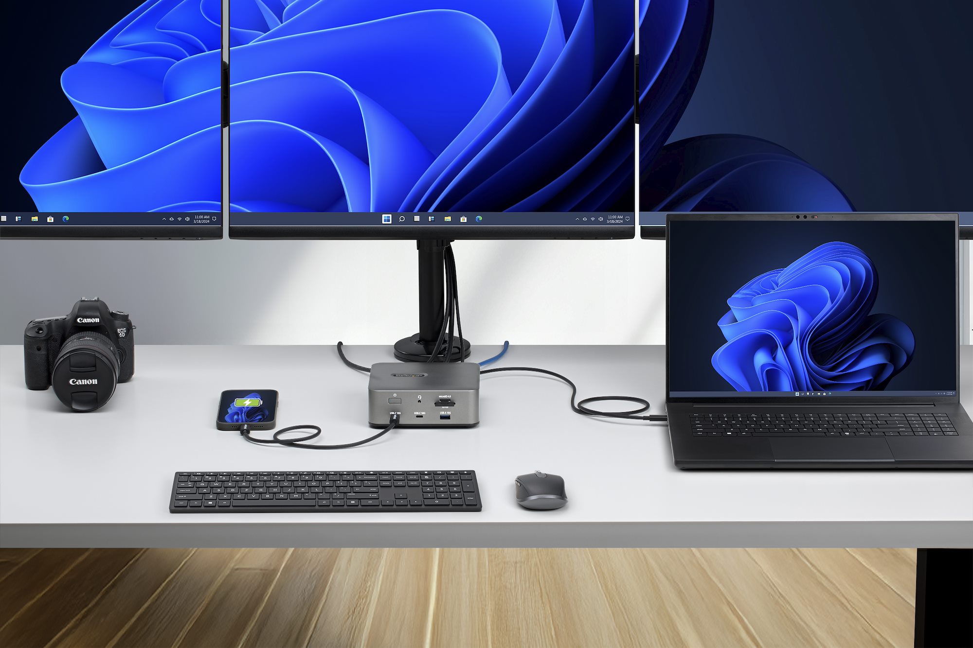 STARTECH.COM Thunderbolt 5 Dockingstation DP und HDMI 3-Monitor Dock bis 4K 144Hz oder Dual 8K 60Hz 5x USB-Ports 140W Laptop-Ladung