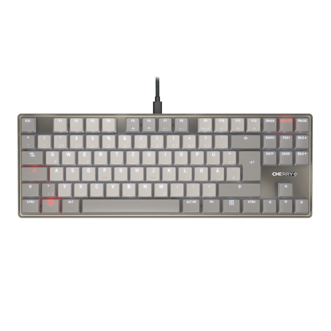 CHERRY KC500MX-LP Tastatur Wired DE TKL 80% 1.80m hellgrau