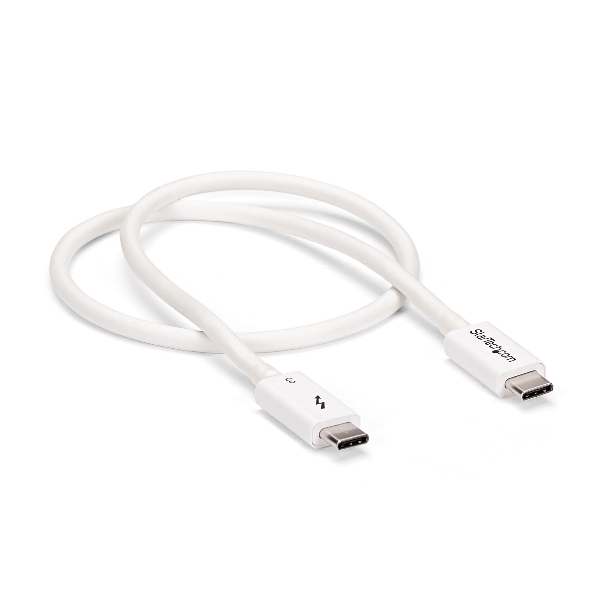 STARTECH.COM Thunderbolt 3 Cable - 40Gbps - 0.5m - White - Thunderbolt USB and DisplayPort Compatible
