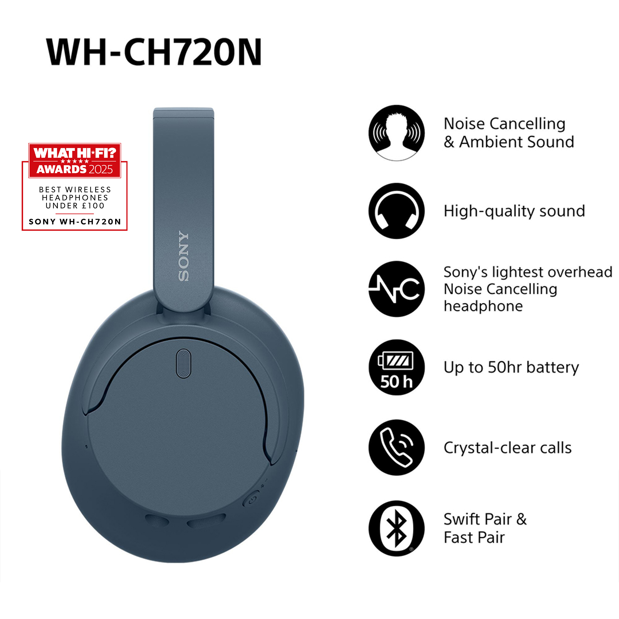 Sony WH-CH720N - True Wireless Headset - Blue