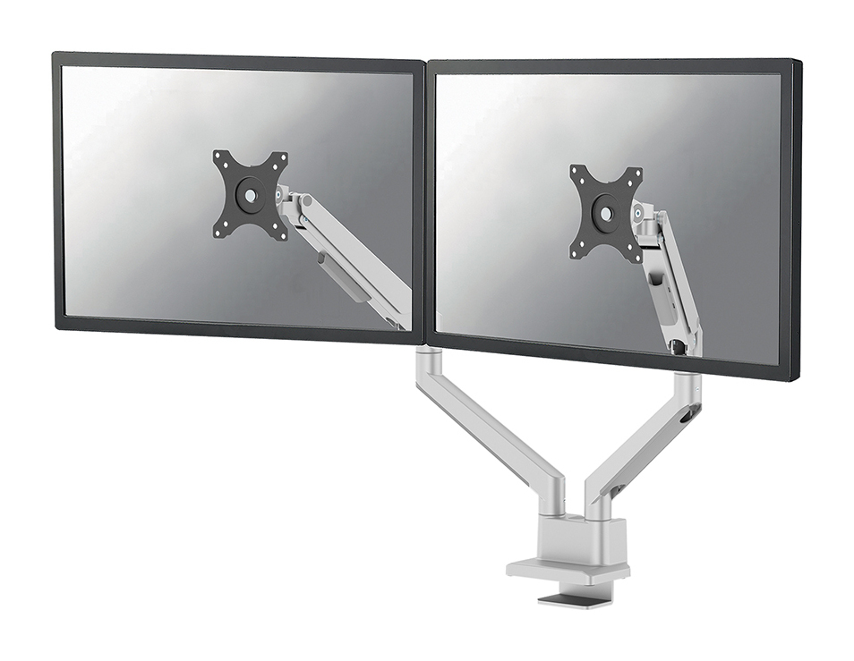 NEOMOUNTS Next Slim Desk Mount double display topfix clamp/grommet silver