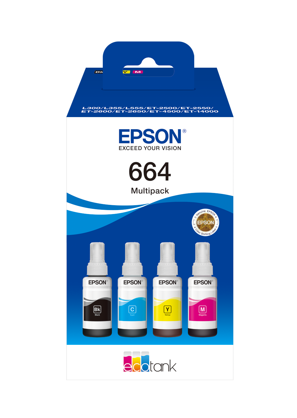 EPSON T6646 schwarz, cyan, magenta, gelb Tintenflaschen, 4er-Set